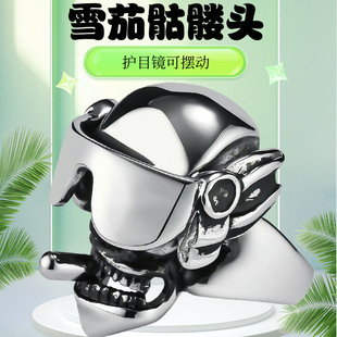 霸气黑暗机车骑士骷髅头不锈钢戒指士小众个性穿搭钛钢手饰品ring