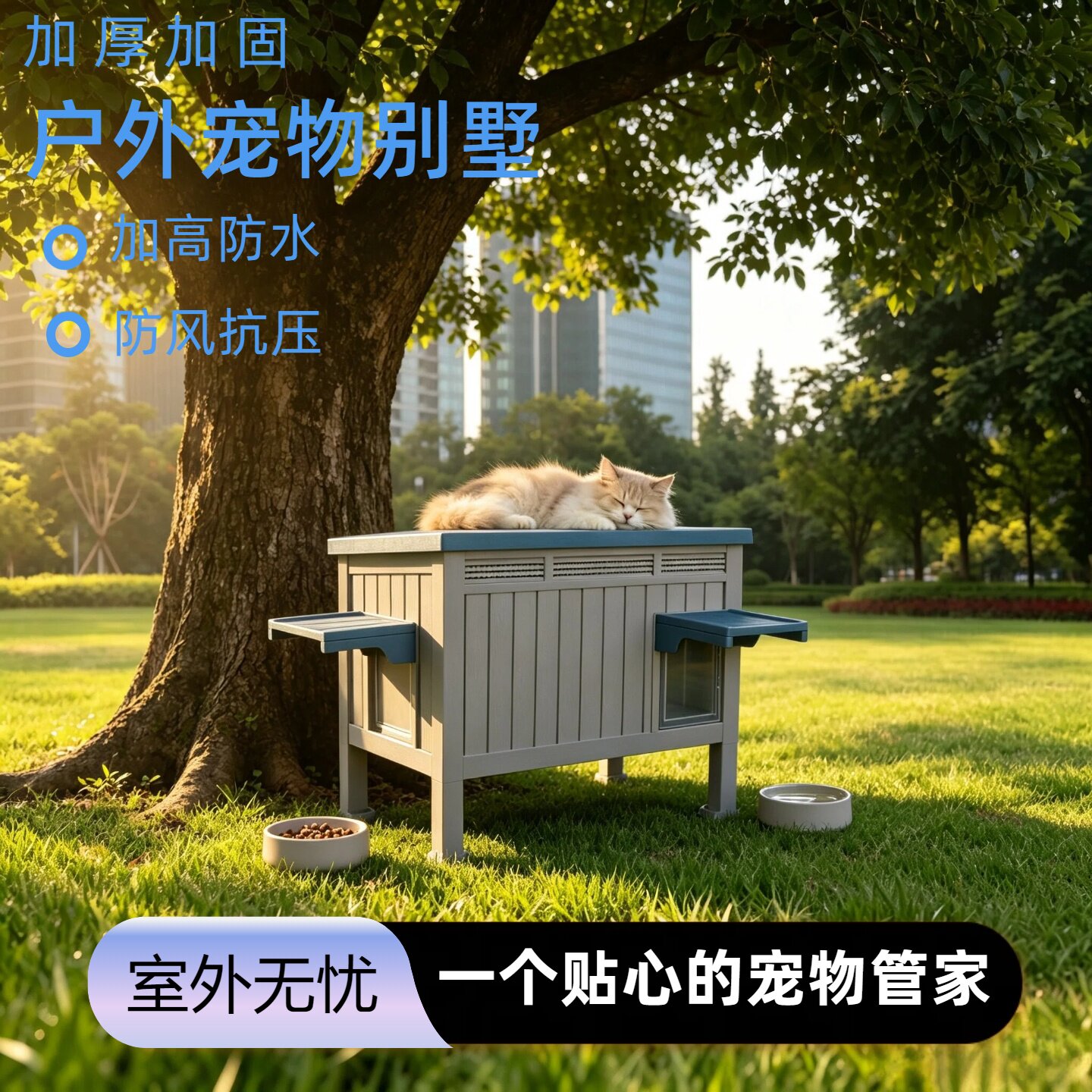 猫屋户外防雨防寒流浪猫窝猫房子躲避窝封闭式室外猫别墅塑料猫笼图片
