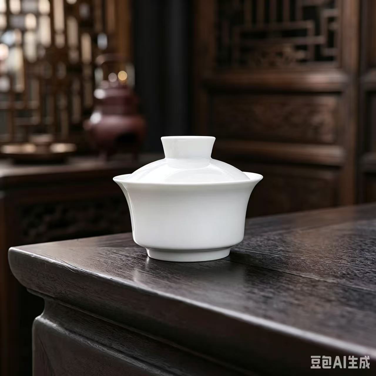 青瓷盖碗功夫陶瓷茶具配件三才盖碗简约个人喝茶杯家用小泡茶器
