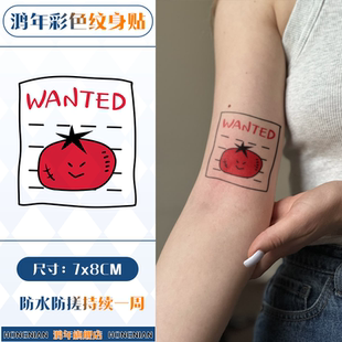 番茄通缉犯高颜值防水可爱彩色纹身贴性感高级感手臂腰腹ins贴纸