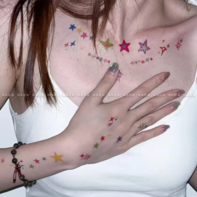 多巴胺满天星彩色纹身贴甜酷辣妹