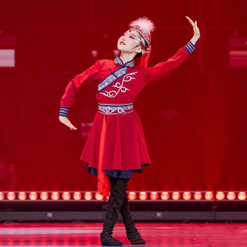 蒙古族演出服儿童女童表演幼儿园六一演出服白马舞表演服舞蹈练功