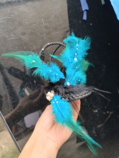 古典舞假发发饰优雅简约独舞蹈群青艺考演出古风羽毛头饰假发髻