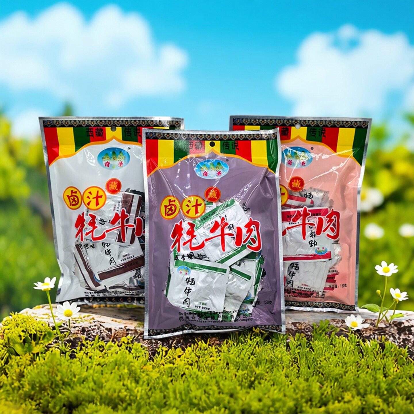西藏奇圣卤汁牦牛肉干藏式蹄筋特产纯藏式风干肉粒肉片手撕牛肉干