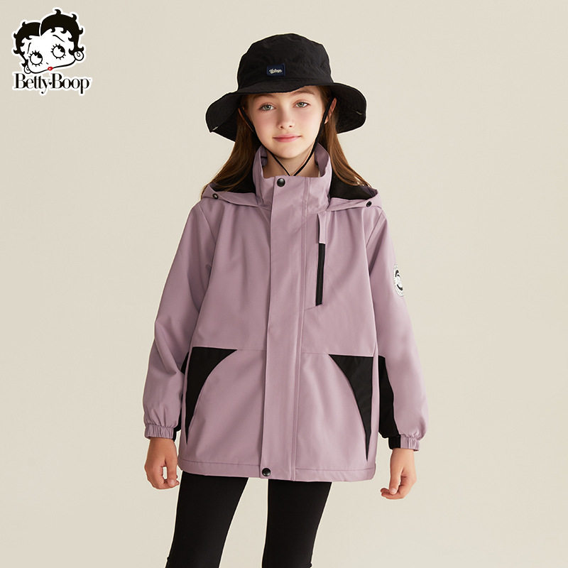 贝蒂女童春秋外套潮牌防水冲锋外套2025年春装儿童秋款连帽上衣