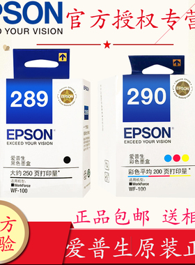 爱普生Epson 289号黑色墨盒289 290号黑色彩色墨盒 WorkForce WF-100 WF-110打印机原装黑色彩色墨盒