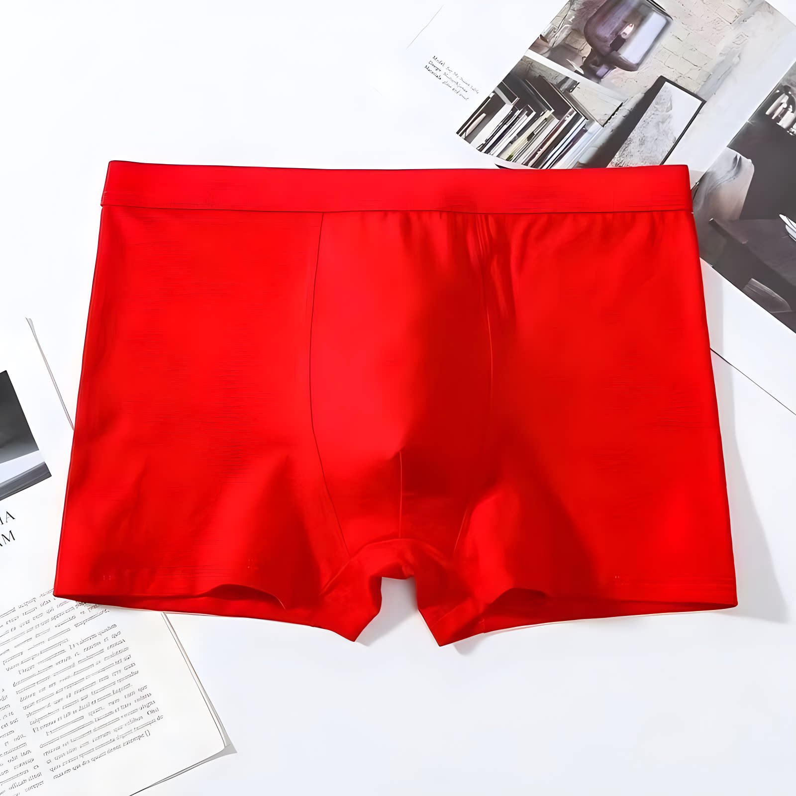 加大码红色本命年男士平角内裤兰精莫代尔结婚高弹宽松肥佬200斤