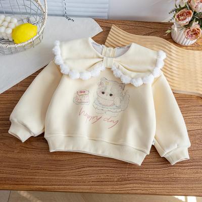 女童卡通加绒长袖卫衣