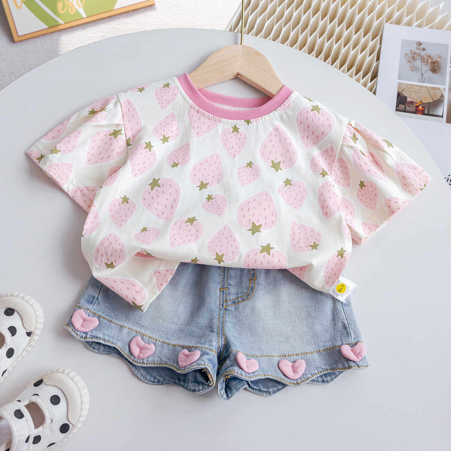 女童短袖T恤短裤套装夏季2025新款洋气牛仔裤两件套儿童韩版夏装,童装/婴儿装/亲子装,T恤,淘宝优惠券,粉丝福利购,淘宝优惠卷