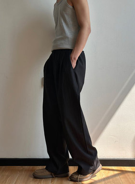 ALL IN 30美式肌理感阔腿垂感裤子夏季薄款直筒休闲裤男宽松长裤