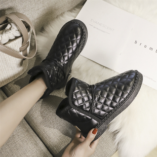 加厚加绒雪地棉保暖棉鞋 冬季 短靴 雪地靴女2020年新款 短筒皮面时尚