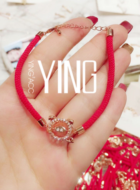 东大门韩国红色小猪可调节手绳