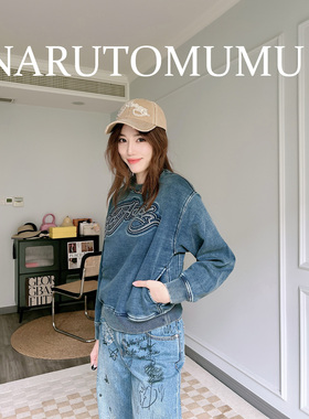 小姐姐全球购ED HARDY 水钻压印logo 牛仔卫衣 女款24冬Z04