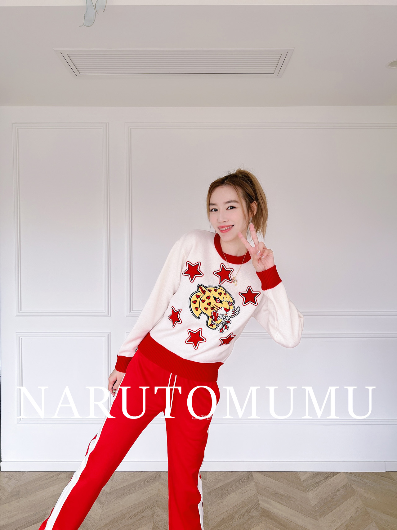 小姐姐全球购ED HARDY雪尼尔刺绣豹子针织毛衣 女款23春Z035