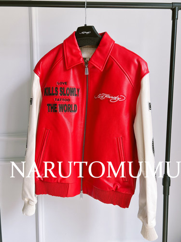 小姐姐全球购ED HARDY 复古OG刺青 拼色皮衣男款23秋Z045