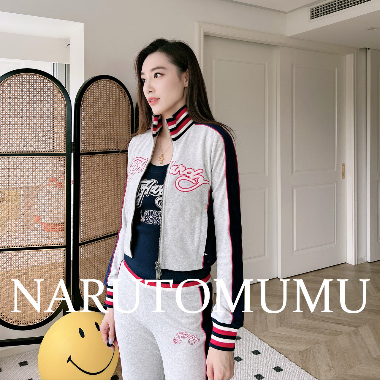 小姐姐全球购ED HARDY 刺绣logo 撞色显瘦 丝绒外套 女款25春Z045