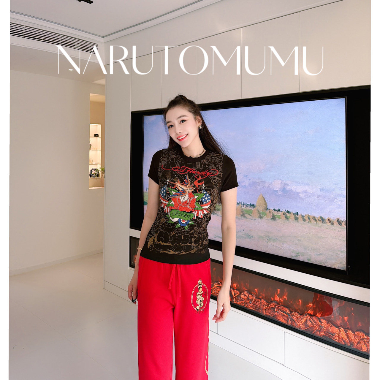 小姐姐全球购ED HARDY 复古哥特刺青印花 T恤 女款25 冬04