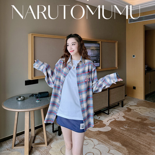 小姐姐全球购ED HARDY 水钻十字拼贴格子衬衫 女款 25秋Z045