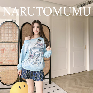 小姐姐全球购ED HARDY 晕染刺青纹身 路肩 套头衫 女款25春Z045