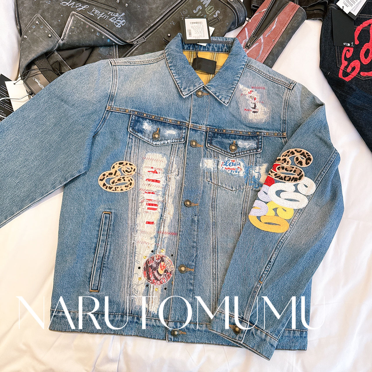 小姐姐全球购ED HARDY 复古刺绣拼贴 水钻虎头牛仔外套 男款 25冬