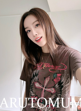 小姐姐全球购ED HARDY 刺青纹身图腾十字架 短袖T恤 女款24冬Z045