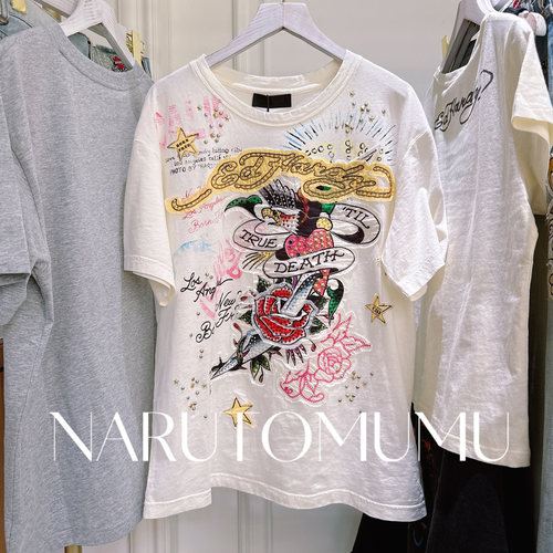 小姐姐全球购ED HARDY 刺青刺绣 拼贴 短袖T恤 女款26夏08