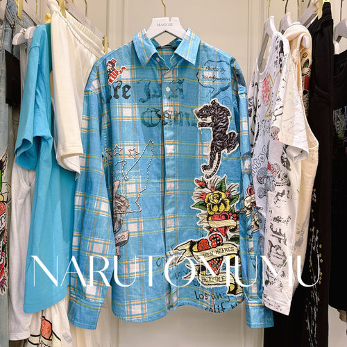 小姐姐全球购ED HARDY 刺青刺绣 拼贴 格子衬衫 女款26夏08