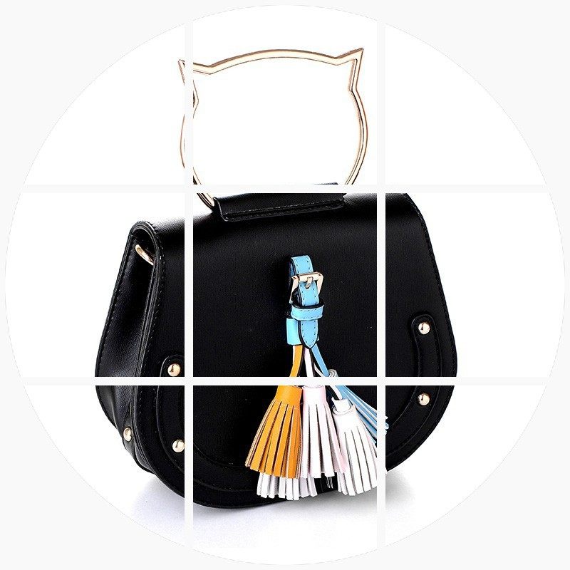 日本购HR莱曼兹2017新款单肩包流苏马鞍包女士圆环手提包斜挎迷你