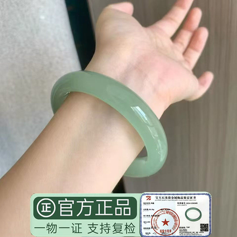 纯天然东陵玉手镯深青色玉手镯叮当镯晴水美人条玉镯子正品送礼物