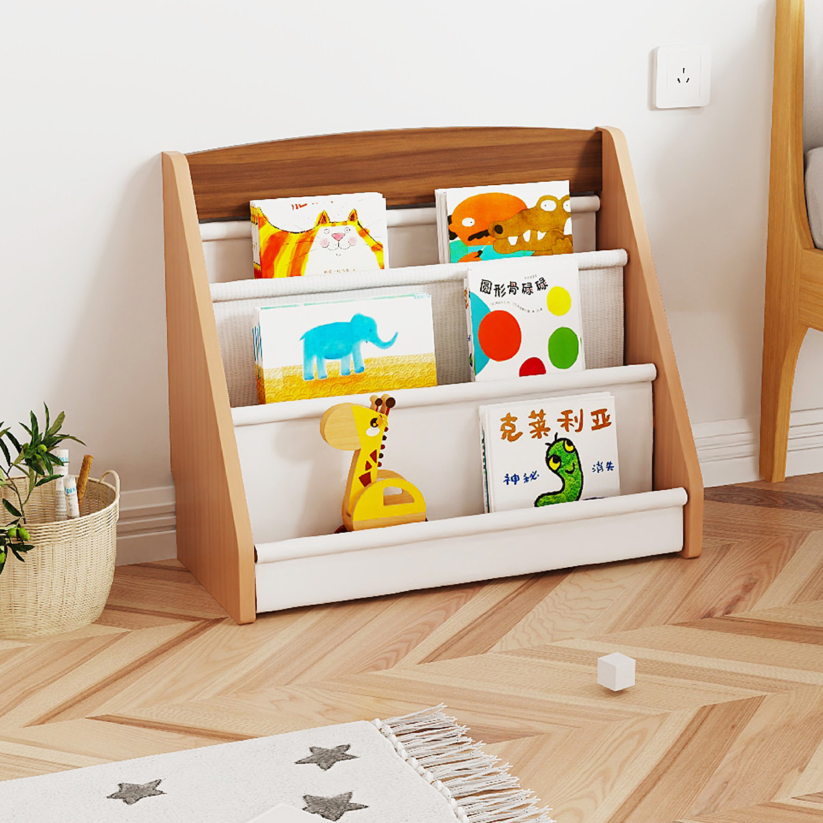 落地儿童书架绘本架实木家用简易宝宝幼儿书架小型经济型阅读书架