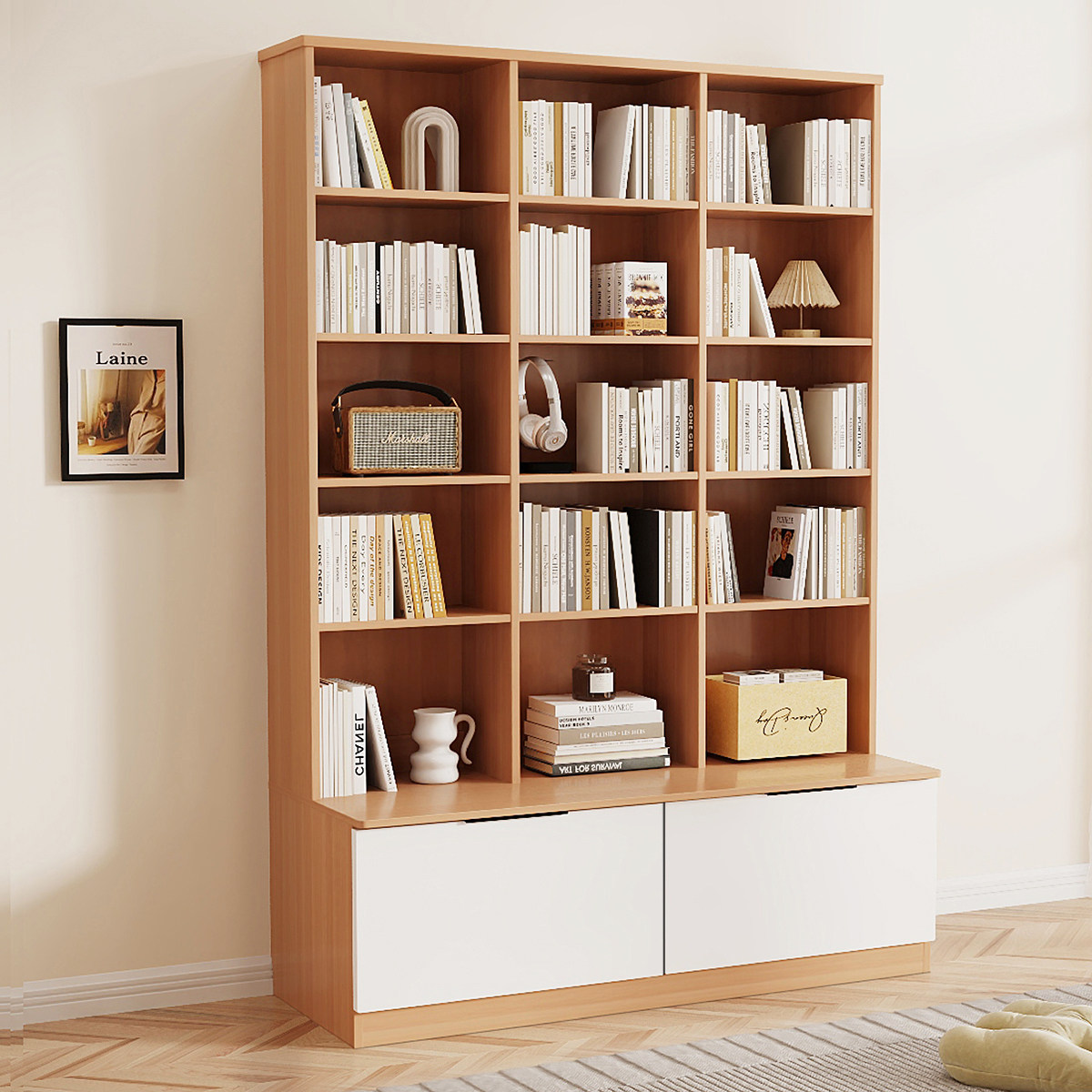 实木书架儿童书柜落地置物架展示柜学生书架简约书房网红书柜