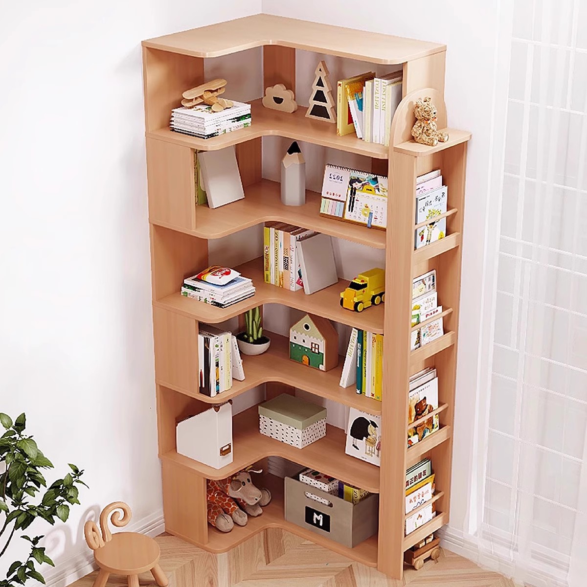 转角绘本书架学生落地拐角书柜