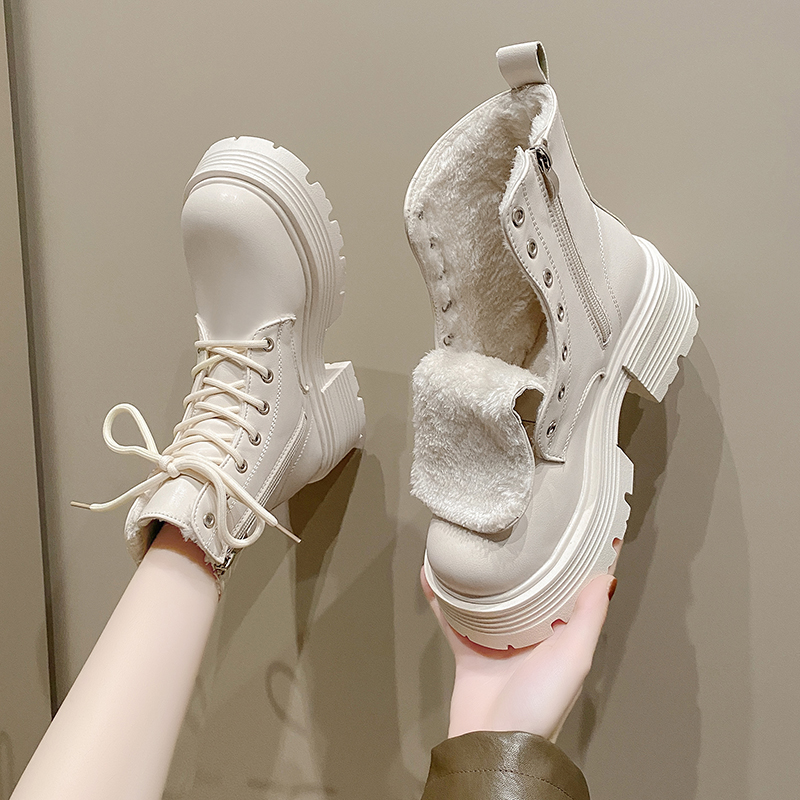 短靴女款2025年秋冬季新款加绒超火靴子厚底增高复古英伦风马丁靴