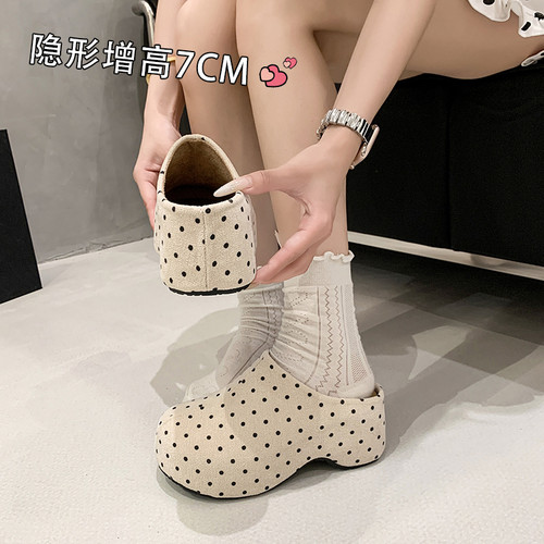 秋季波点包头厚底懒人穆勒鞋女