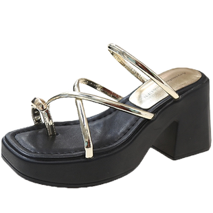 8cm高跟拖鞋外穿夏季女士凉鞋2026年新款粗跟防水台超火套趾凉拖