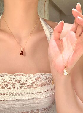 法式双面葫芦吊坠项链女轻奢小众高级感锁骨链配饰气质颈链choker