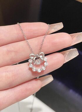 在逃公主蝴蝶结项链女2025新款轻奢小众灵动闪锆高级感锁骨链