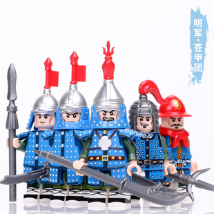 中古国潮玩具科睿中国明朝士兵将军塑料积木人仔明兵军事玩具男孩