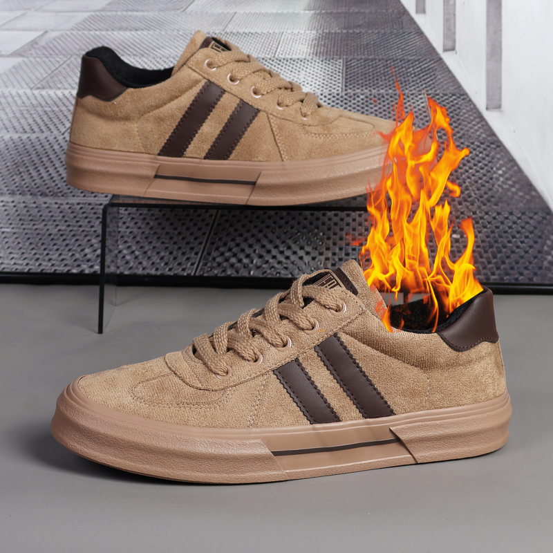 2025冬季新款男鞋百搭加绒加厚保暖棉鞋低帮休闲鞋潮鞋板鞋德训鞋