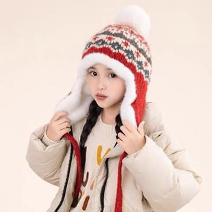 儿童帽子冬季款女童宝宝护耳雷锋帽东北冬天女孩保暖防寒加绒加厚