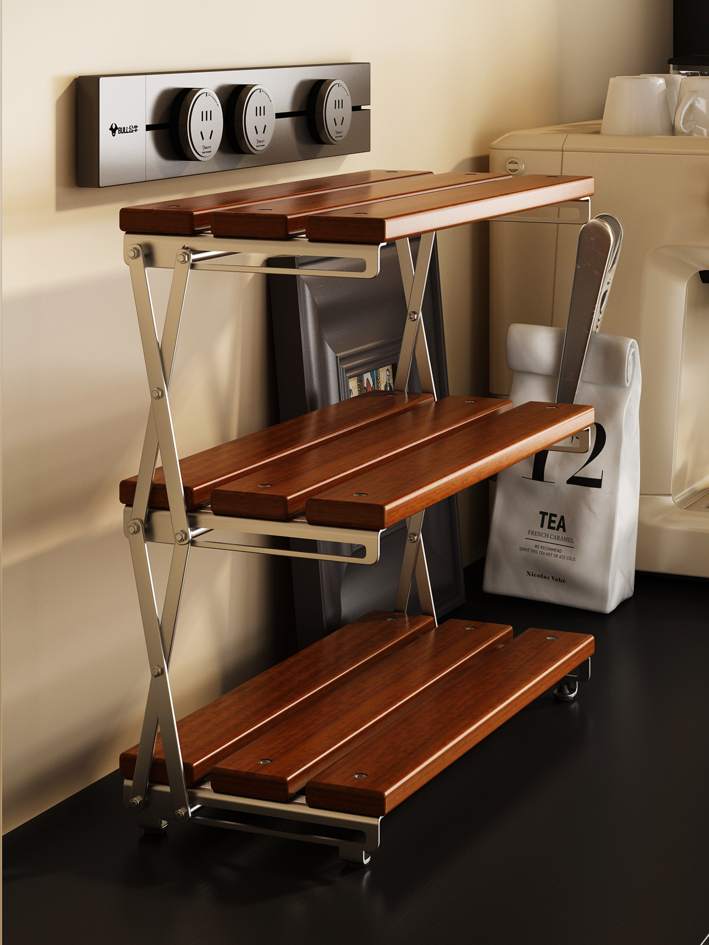 可折叠桌面置物架客厅小型手冲咖啡角餐桌吧台简易咖啡杯摆放架子