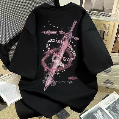 美式潮流炸街短袖T恤男女童2026夏季新款中大童宽松纯棉半袖上衣