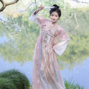 素连衣裙上班可穿改良套装 2025新款 汉服无尽芳菲唐制刺绣齐胸汉元