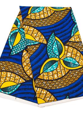 非洲平纹印花连衣裙蓝色面料几何花型布料Wax printed fabric