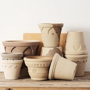 虹越颜植陶土花盆蝴蝶兰盆高级感粗陶创意简约透气家用桌面种植盆