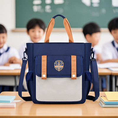 Edison爱迪生补习袋小学生单肩斜跨包防泼水补课包手提美术袋