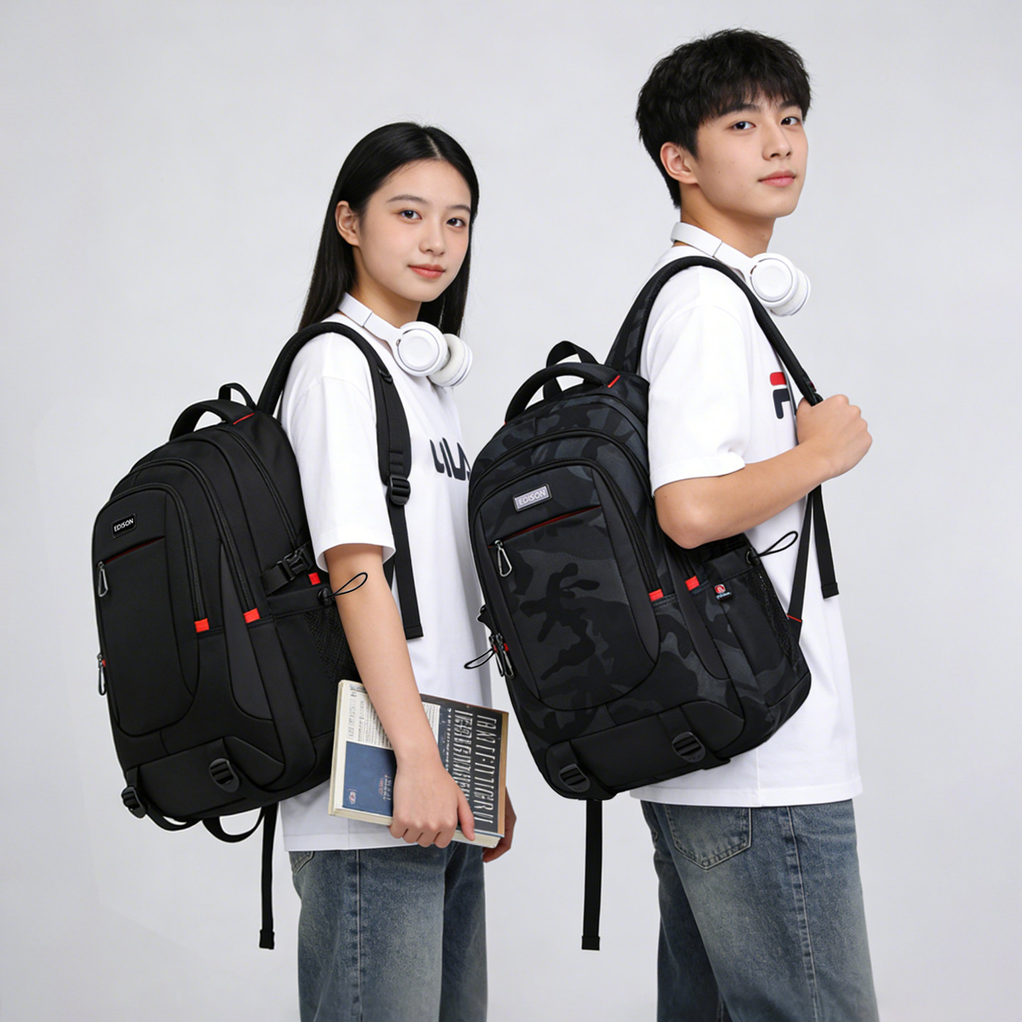 爱迪生高中生书包大容量初中大学生防泼水迷彩双肩包男潮旅行背包,箱包皮具/热销女包/男包,双肩背包,淘宝优惠券,粉丝福利购,淘宝优惠卷