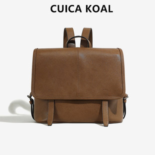 CUICA KOAL植鞣羊皮信使双肩包女2026秋冬新款大容量背包复古书包