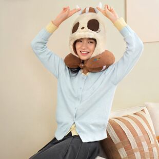 正品泡泡玛特城市乐园嘉年华TYCOCO带帽毛绒颈枕周边