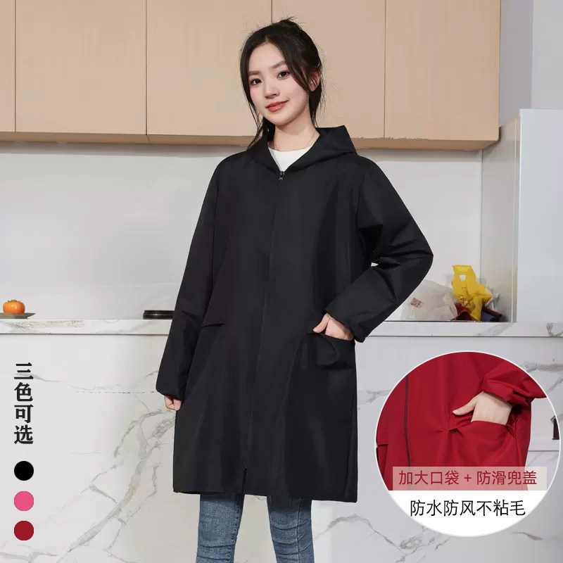 防风防水防油长袖罩衫成人男女围裙罩衣工作服拉链加长理发美甲衣
